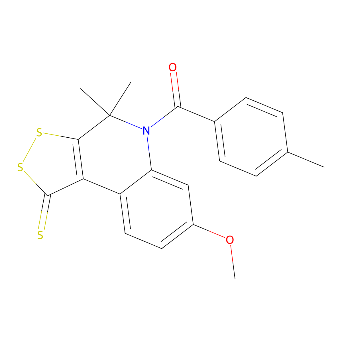 (7-methoxy-4,4-dimethyl-1-thioxo-1,4-dihydro-5H-[1,2]dithiolo[3,4-c]quinolin-5-yl)(4-methylphenyl)methanone molecular structure, CAS 303051-95-8