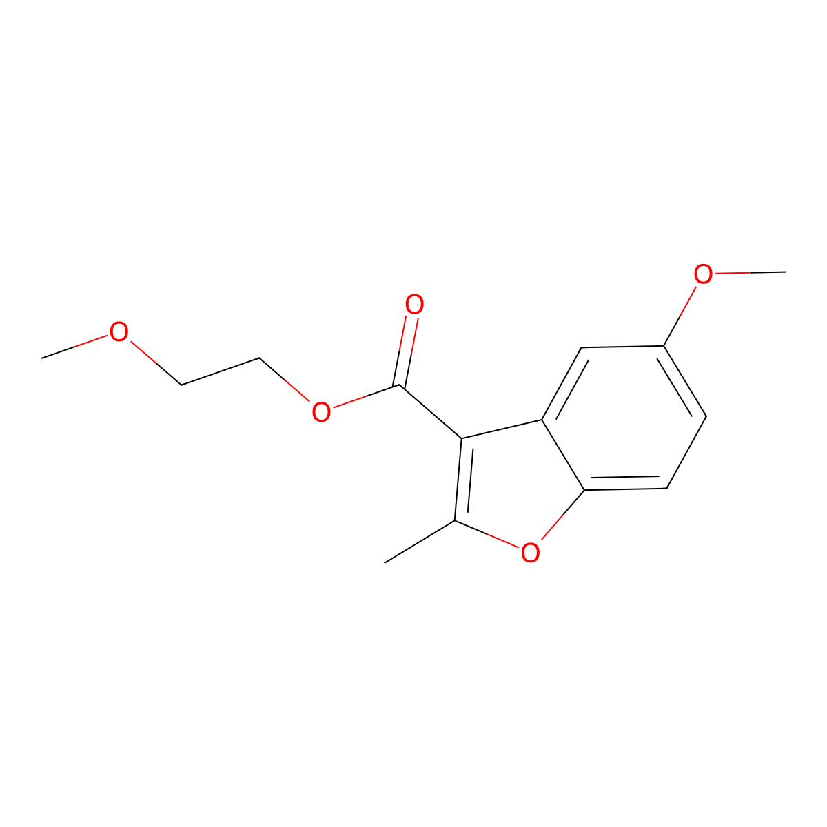 2-Methoxyethyl 5-methoxy-2-methyl-1-benzofuran-3-carboxylate molecular structure, CAS 303057-02-5