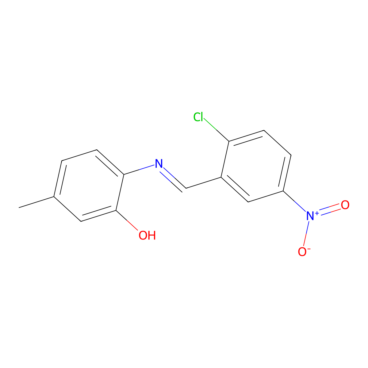 2-({2-Chloro-5-nitrobenzylidene}amino)-5-methylphenol molecular structure, CAS 303058-84-6