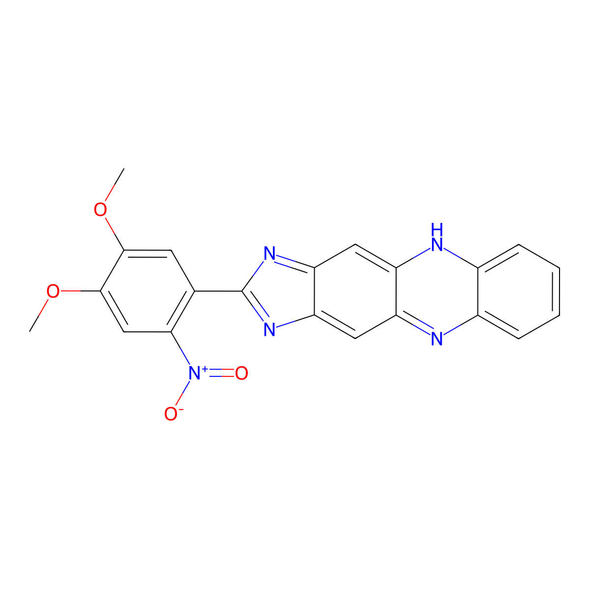 2-(4,5-Dimethoxy-2-nitrophenyl)-1H-imidazo(4,5-B)phenazine molecular structure, CAS 303059-18-9