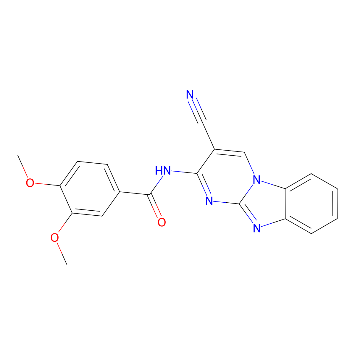 N-(3-Cyanopyrimido(1,2-A)benzimidazol-2-YL)-3,4-dimethoxybenzamide molecular structure, CAS 303059-23-6