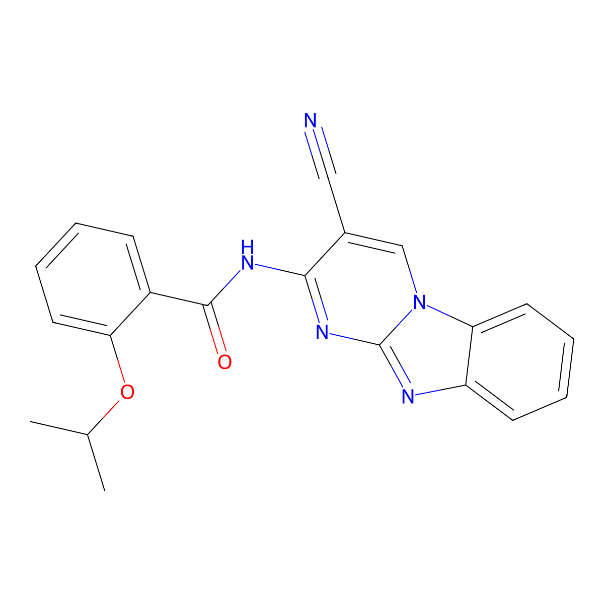 N-(3-Cyanopyrimido(1,2-A)benzimidazol-2-YL)-2-isopropoxybenzamide molecular structure, CAS 303059-24-7