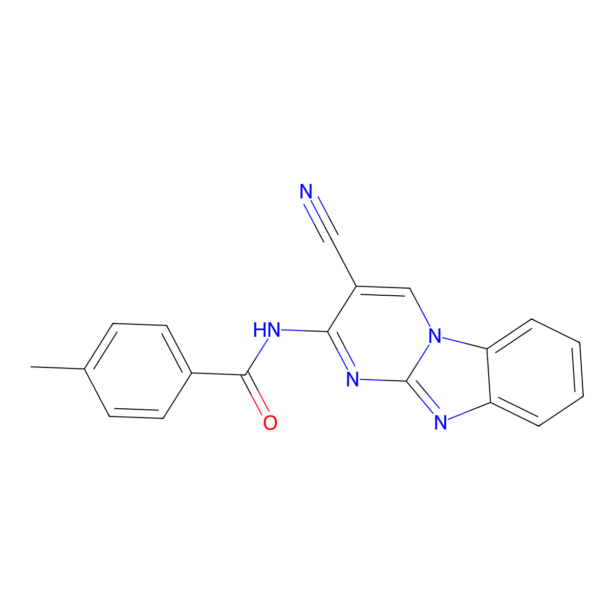 N-(3-Cyanopyrimido(1,2-A)benzimidazol-2-YL)-4-methylbenzamide molecular structure, CAS 303059-25-8