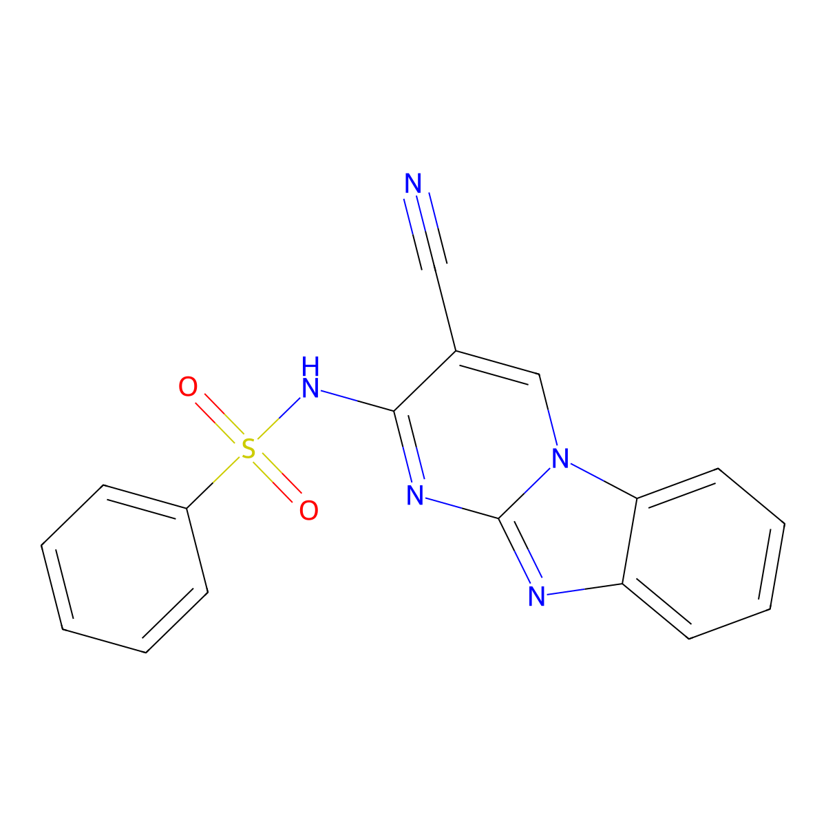 N-(3-cyanopyrimido(1,2-a)benzimidazol-2-yl)benzenesulfonamide molecular structure, CAS 303059-28-1