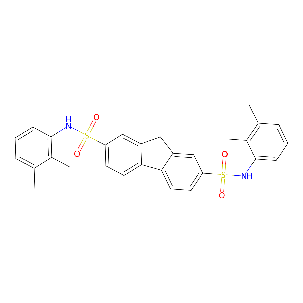 N(2),N(7)-Bis(2,3-dimethylphenyl)-9H-fluorene-2,7-disulfonamide molecular structure, CAS 303059-34-9