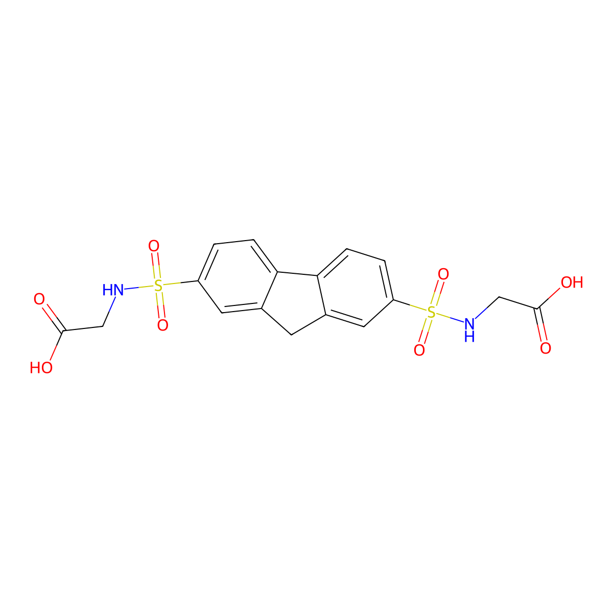 (((7-(((Carboxymethyl)amino)sulfonyl)-9H-fluoren-2-YL)sulfonyl)amino)acetic acid molecular structure, CAS 303059-37-2