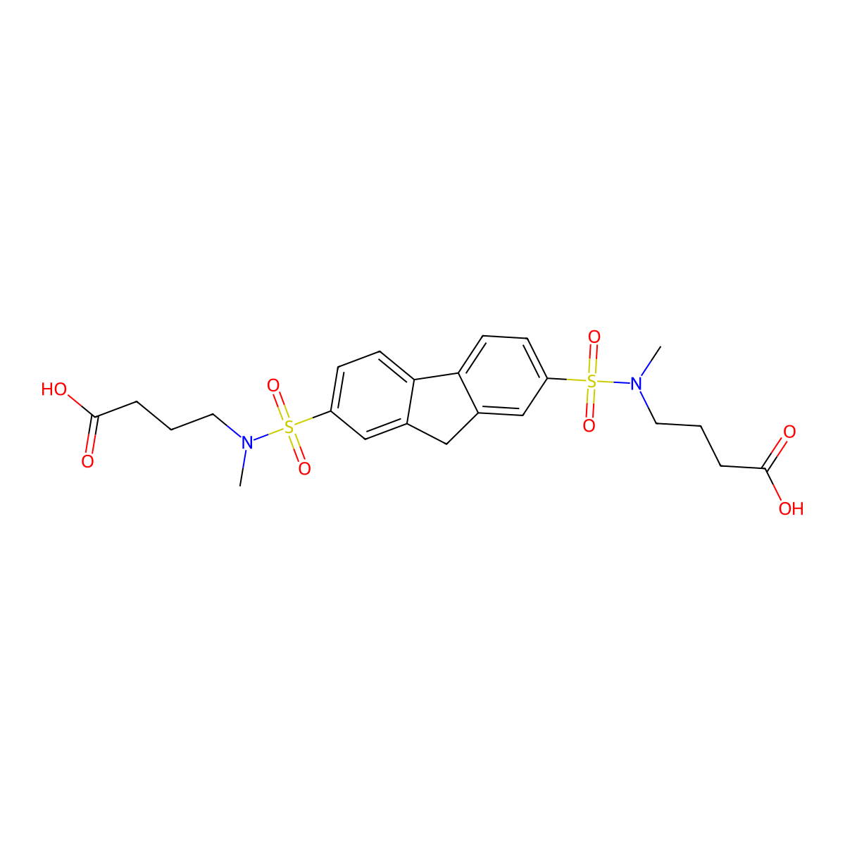 4-(((7-(((3-Carboxypropyl)(methyl)amino)sulfonyl)-9H-fluoren-2-YL)sulfonyl)(methyl)amino)butanoic acid molecular structure, CAS 303059-39-4