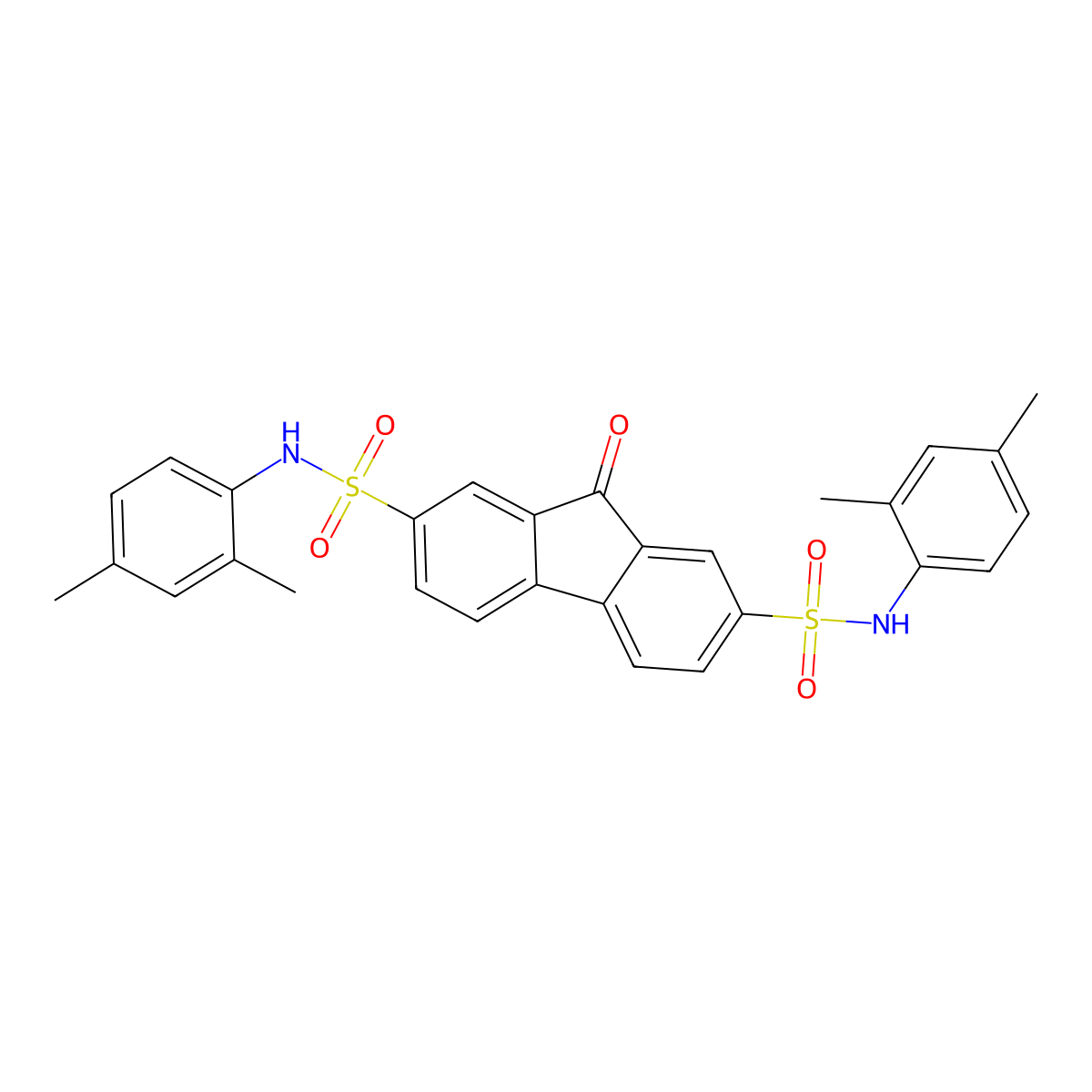 N(2),N(7)-Bis(2,4-dimethylphenyl)-9-oxo-9H-fluorene-2,7-disulfonamide molecular structure, CAS 303059-42-9