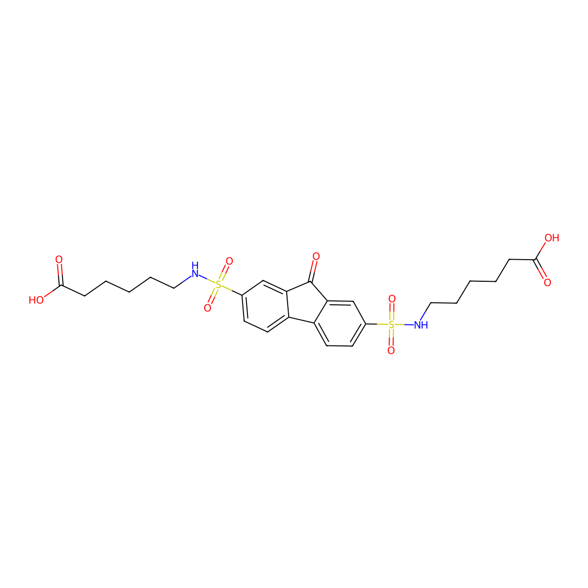 6-{[(7-{[(5-Carboxypentyl)amino]sulfonyl}-9-oxo-9H-fluoren-2-YL)sulfonyl]amino}hexanoic acid molecular structure, CAS 303059-44-1