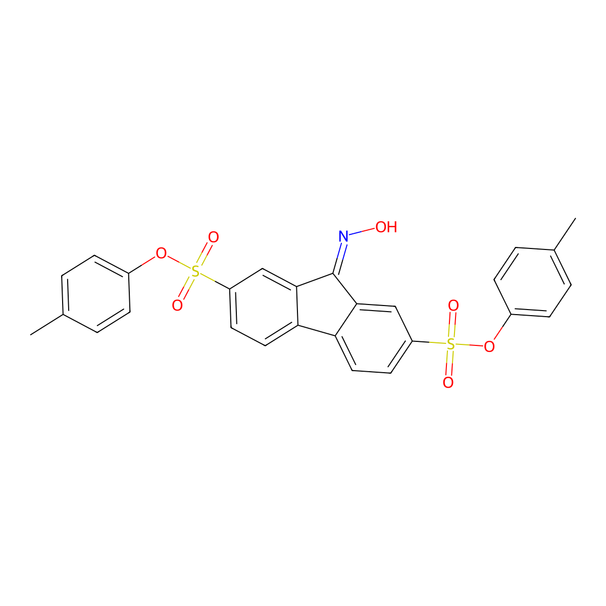 bis(4-methylphenyl) 9-(hydroxyimino)-9H-fluorene-2,7-disulfonate molecular structure, CAS 303059-52-1