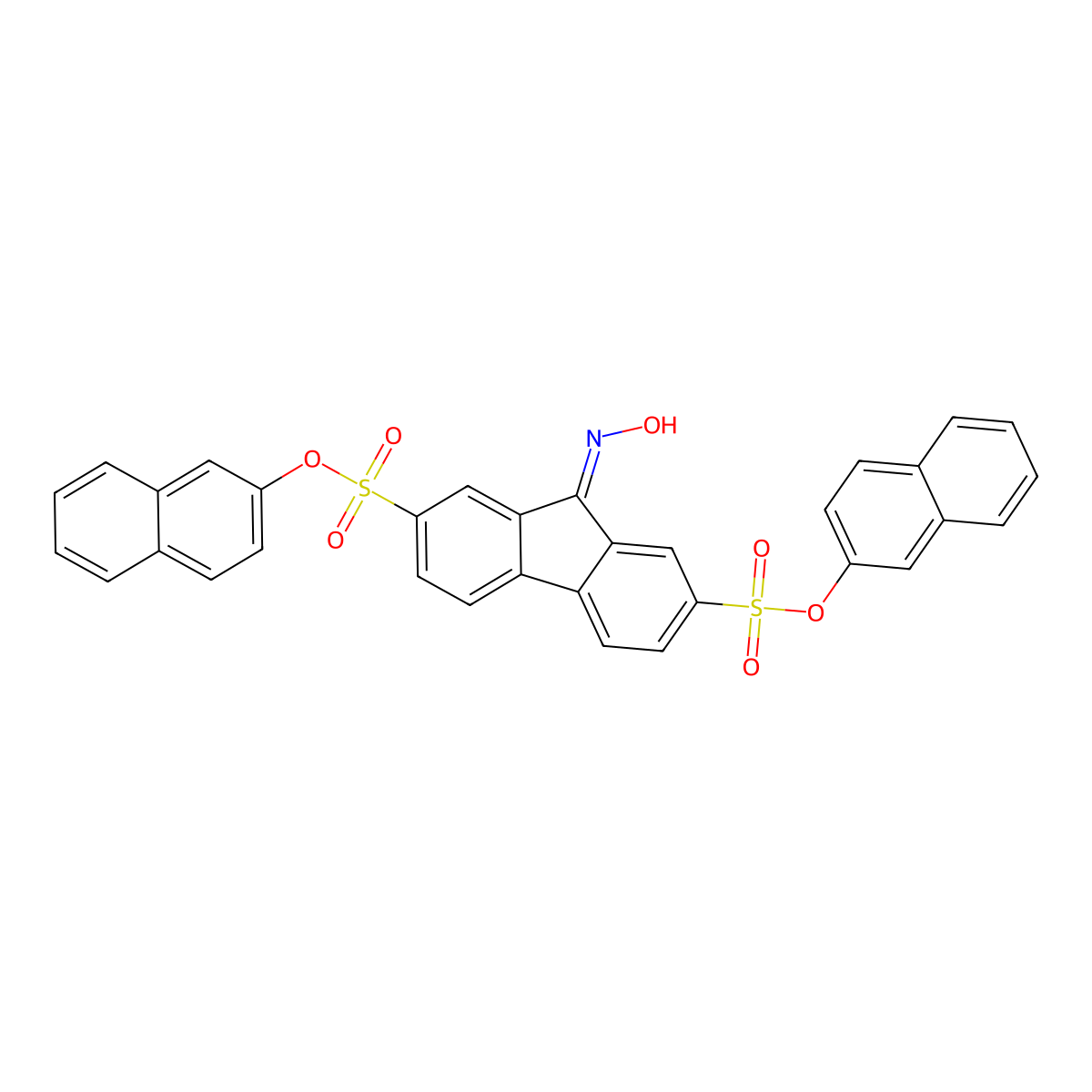 DI(2-Naphthyl) 9-(hydroxyimino)-9H-fluorene-2,7-disulfonate molecular structure, CAS 303059-53-2