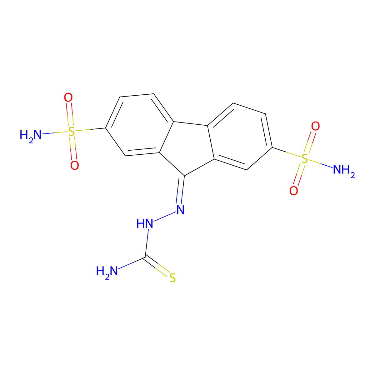 9-((Aminocarbothioyl)hydrazono)-9H-fluorene-2,7-disulfonamide molecular structure, CAS 303059-60-1