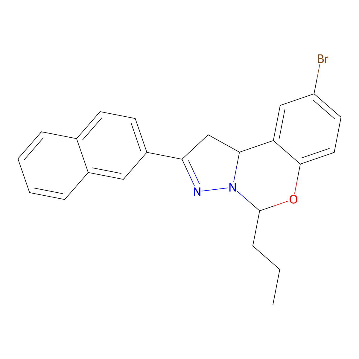 9-Bromo-2-(2-naphthyl)-5-propyl-1,10B-dihydropyrazolo(1,5-C)(1,3)benzoxazine molecular structure, CAS 303059-83-8