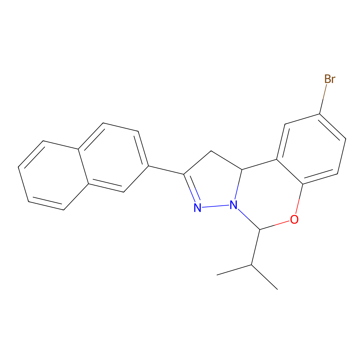 9-Bromo-5-isopropyl-2-(2-naphthyl)-1,10B-dihydropyrazolo(1,5-C)(1,3)benzoxazine molecular structure, CAS 303059-86-1