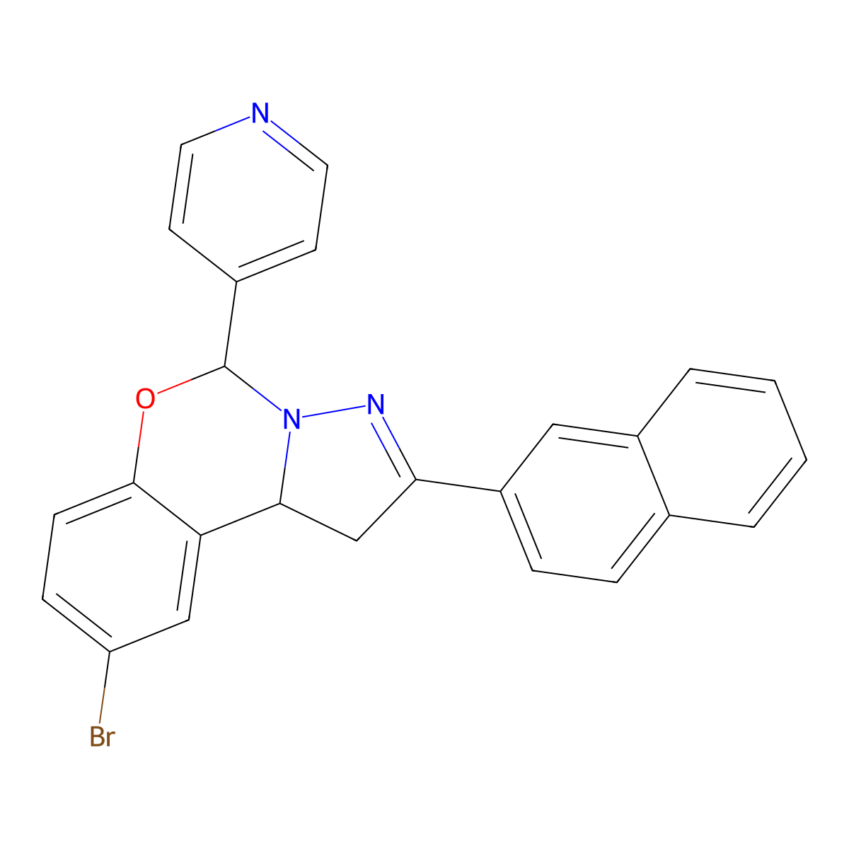 9-BR-2-(2-Naphthyl)-5-(4-pyridinyl)-1,10B-dihydropyrazolo(1,5-C)(1,3)benzoxazine molecular structure, CAS 303059-90-7