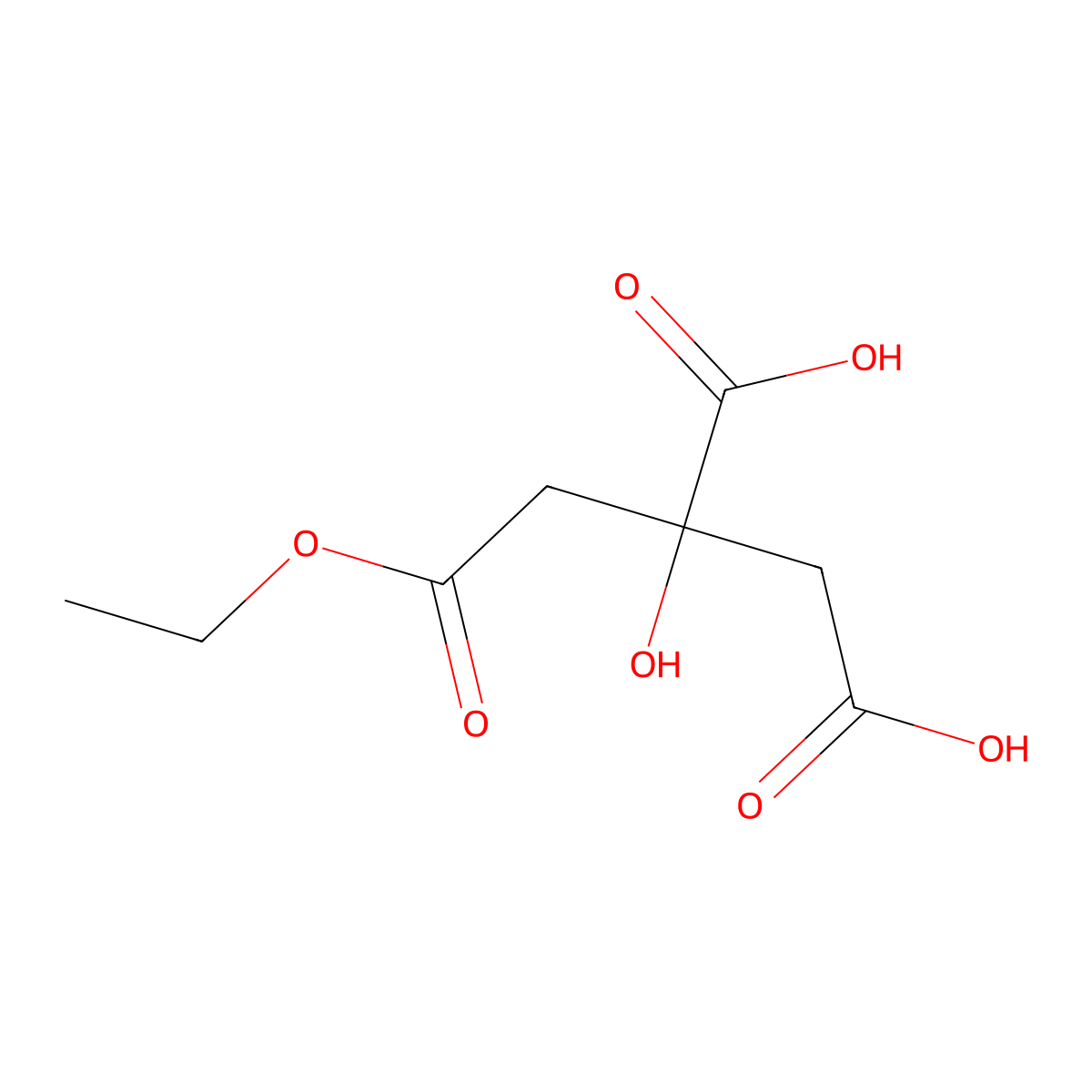 Monoethyl citrate molecular structure, CAS 30306-93-5