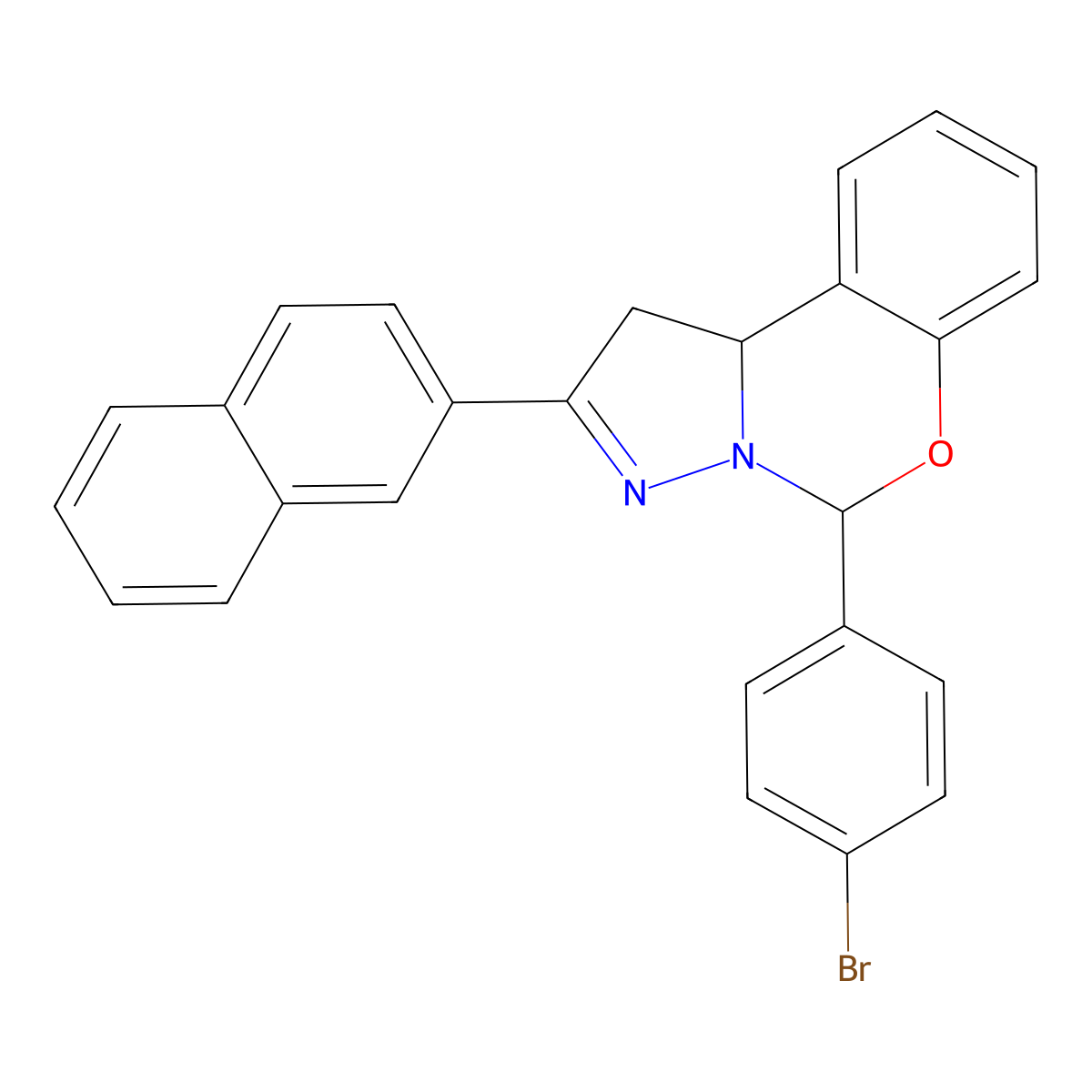 5-(4-Bromophenyl)-2-(2-naphthyl)-1,10B-dihydropyrazolo(1,5-C)(1,3)benzoxazine molecular structure, CAS 303060-01-7