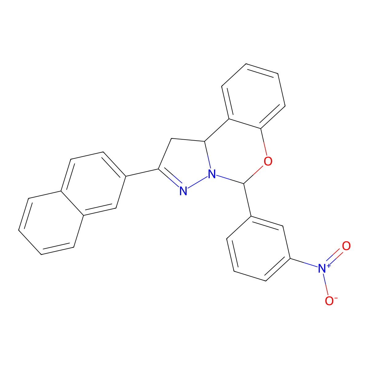 2-(2-Naphthyl)-5-(3-nitrophenyl)-1,10B-dihydropyrazolo(1,5-C)(1,3)benzoxazine molecular structure, CAS 303060-06-2
