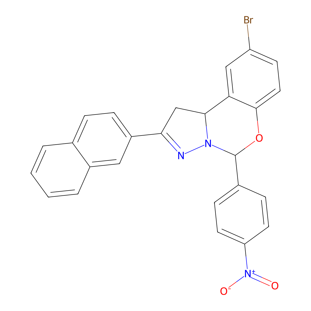 9-BR-2-(2-Naphthyl)-5-(4-nitro-PH)-1,10B-dihydropyrazolo(1,5-C)(1,3)benzoxazine molecular structure, CAS 303060-08-4