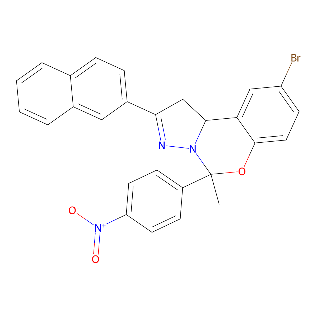 9-Bromo-5-methyl-2-(2-naphthyl)-5-(4-nitrophenyl)-1,10B-dihydropyrazolo(1,5-C)(1,3)benzoxazine molecular structure, CAS 303060-10-8