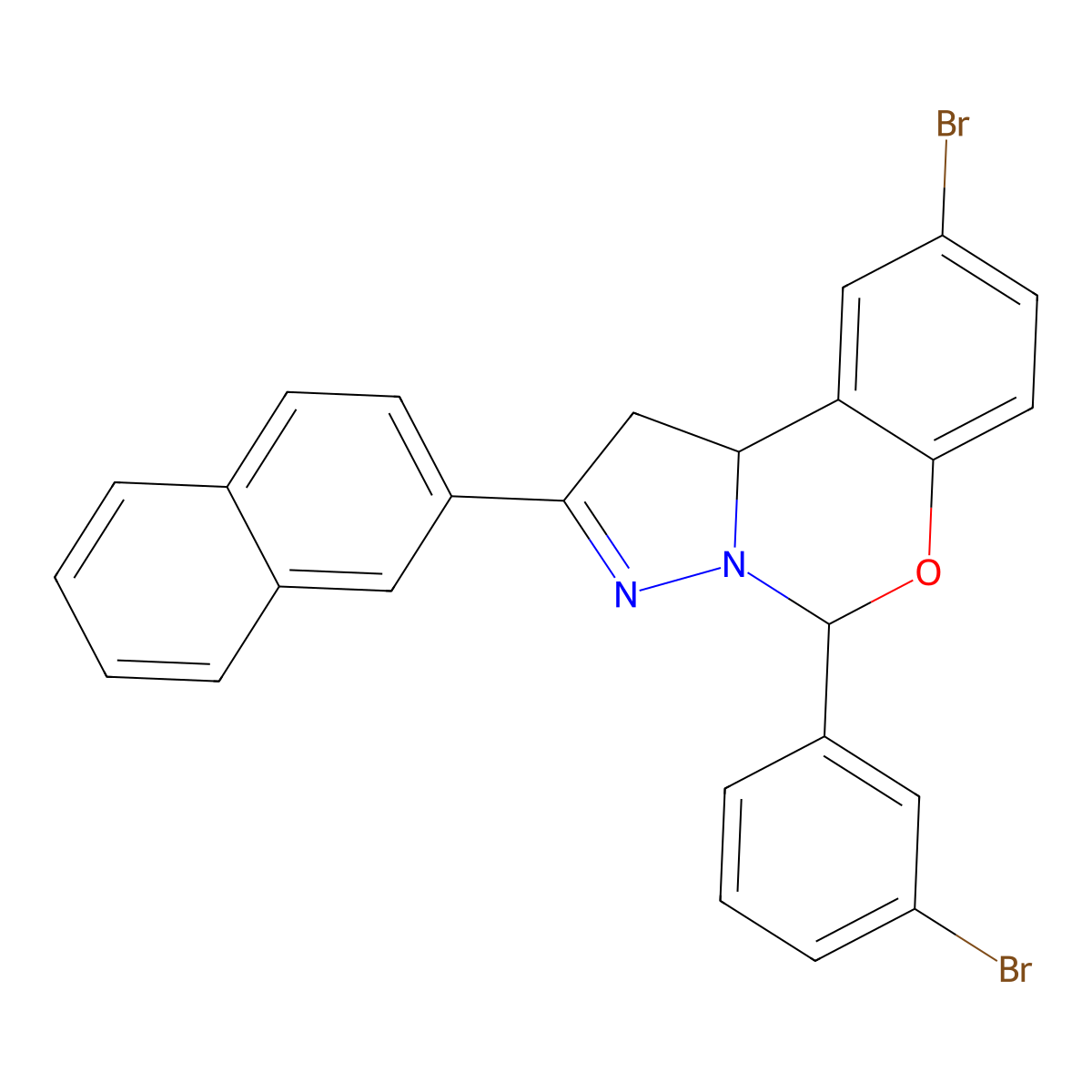 9-BR-5-(3-BR-Phenyl)-2-(2-naphthyl)-1,10B-dihydropyrazolo(1,5-C)(1,3)benzoxazine molecular structure, CAS 303060-14-2