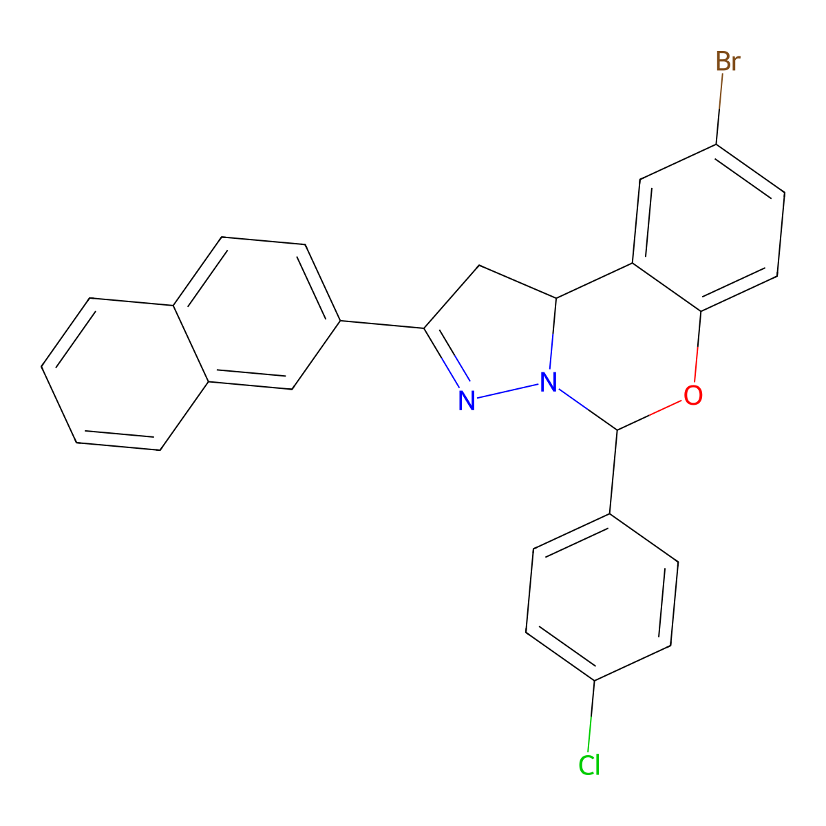 9-BR-5-(4-CL-Phenyl)-2-(2-naphthyl)-1,10B-dihydropyrazolo(1,5-C)(1,3)benzoxazine molecular structure, CAS 303060-16-4