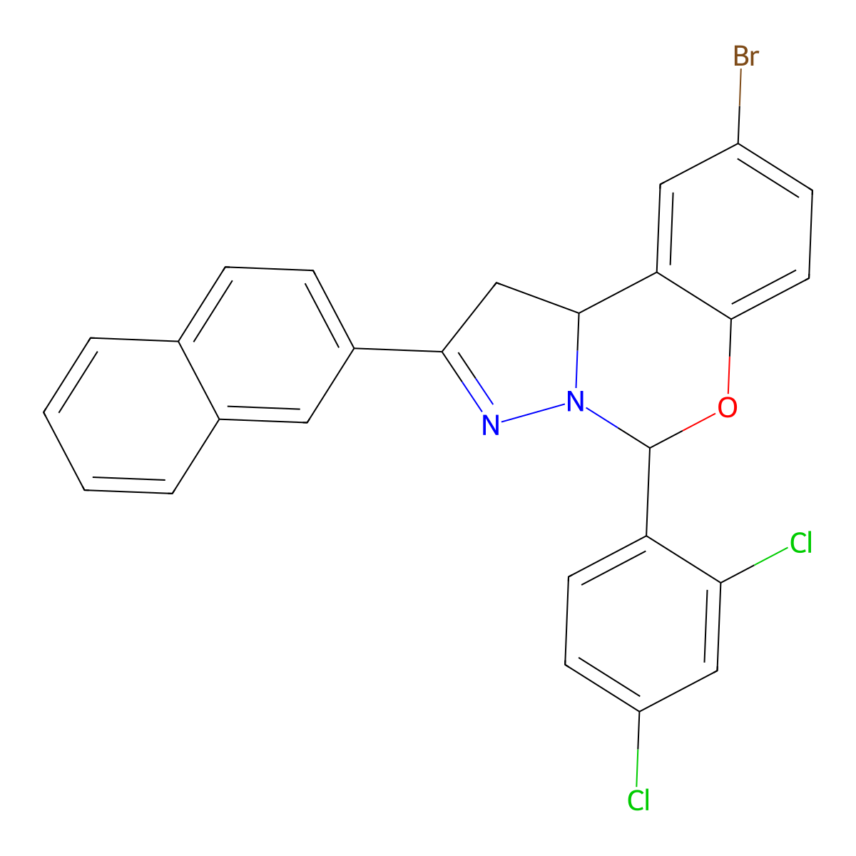 9-BR-5-(2,4-DI-CL-PH)2-(2-Naphthyl)-1,10B-dihydropyrazolo(1,5-C)(1,3)benzoxazine molecular structure, CAS 303060-17-5