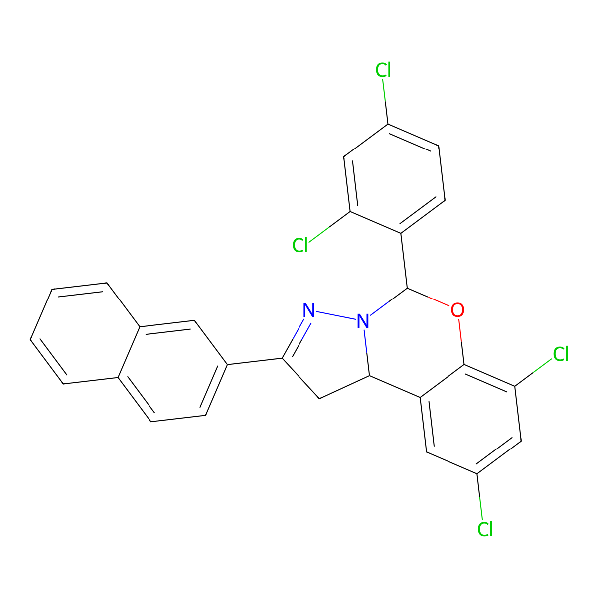 7,9-Dichloro-5-(2,4-dichlorophenyl)-2-(2-naphthyl)-1,10B-dihydropyrazolo[1,5-C][1,3]benzoxazine molecular structure, CAS 303060-37-9