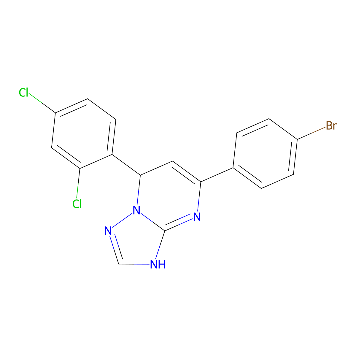 5-(4-BR-PH)-7-(2,4-Dichlorophenyl)-4,7-dihydro(1,2,4)triazolo(1,5-A)pyrimidine molecular structure, CAS 303060-42-6