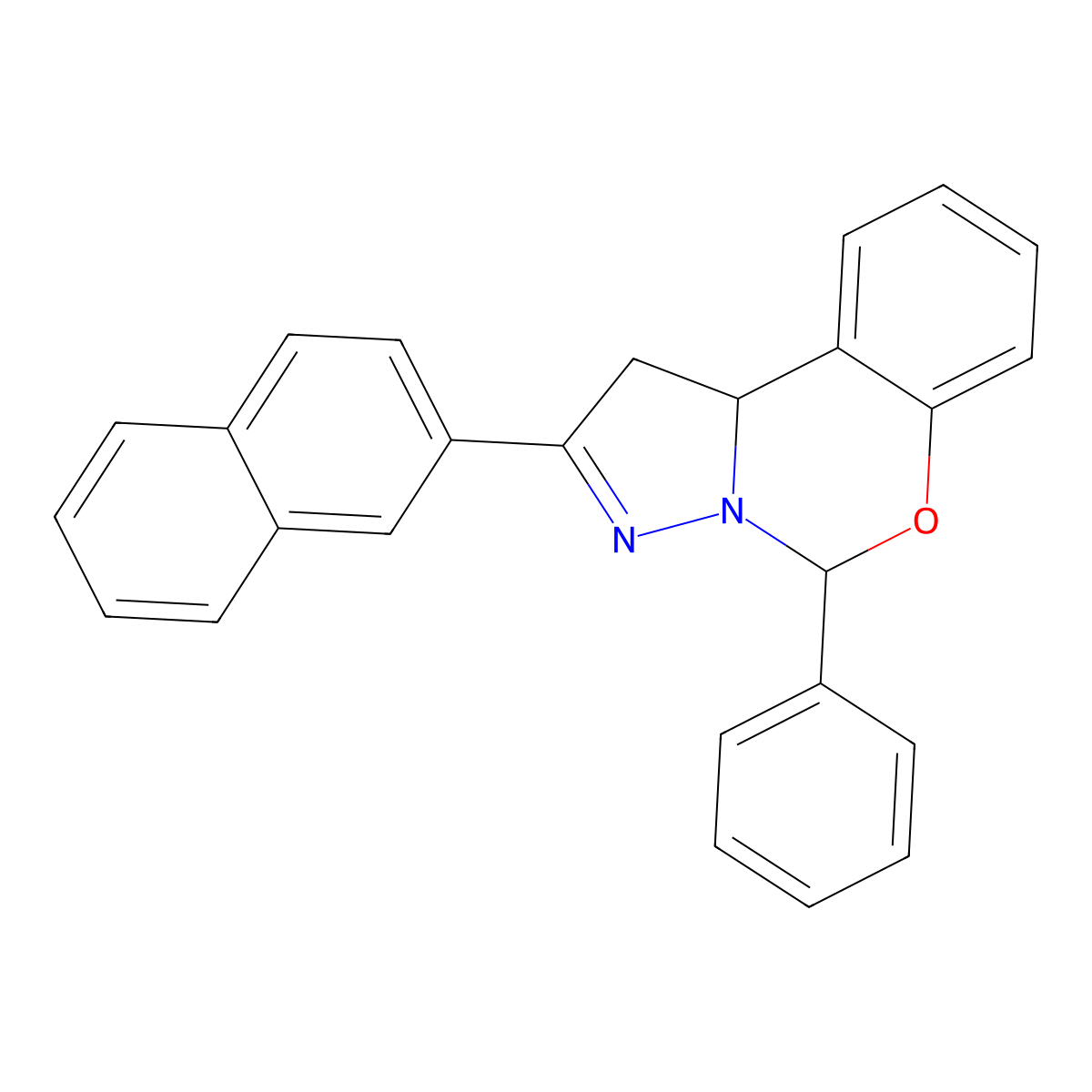 2-(2-Naphthyl)-5-phenyl-1,10B-dihydropyrazolo(1,5-C)(1,3)benzoxazine molecular structure, CAS 303060-45-9