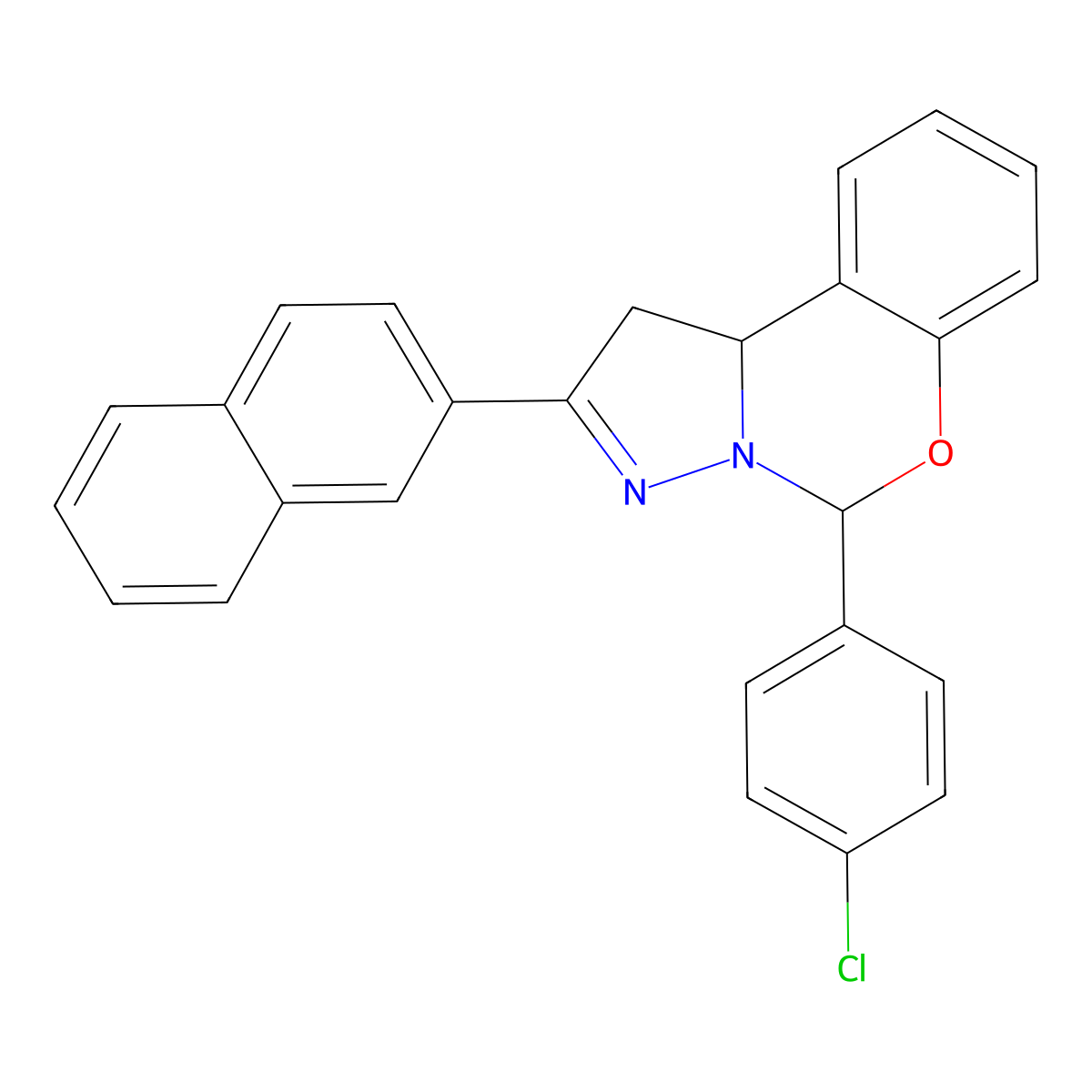 5-(4-Chlorophenyl)-2-(2-naphthyl)-1,10B-dihydropyrazolo(1,5-C)(1,3)benzoxazine molecular structure, CAS 303060-46-0