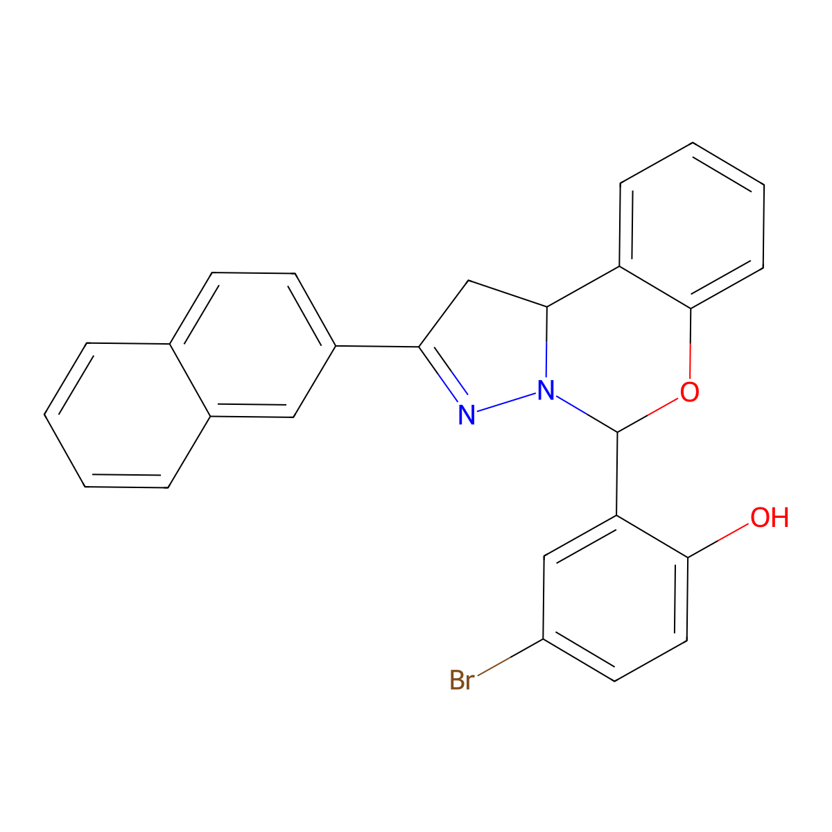 4-BR-2-(2-(2-Naphthyl)-1,10B-dihydropyrazolo(1,5-C)(1,3)benzoxazin-5-YL)phenol molecular structure, CAS 303060-49-3