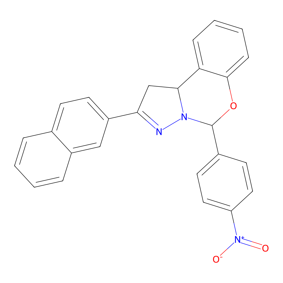 2-(2-Naphthyl)-5-(4-nitrophenyl)-1,10B-dihydropyrazolo(1,5-C)(1,3)benzoxazine molecular structure, CAS 303060-50-6
