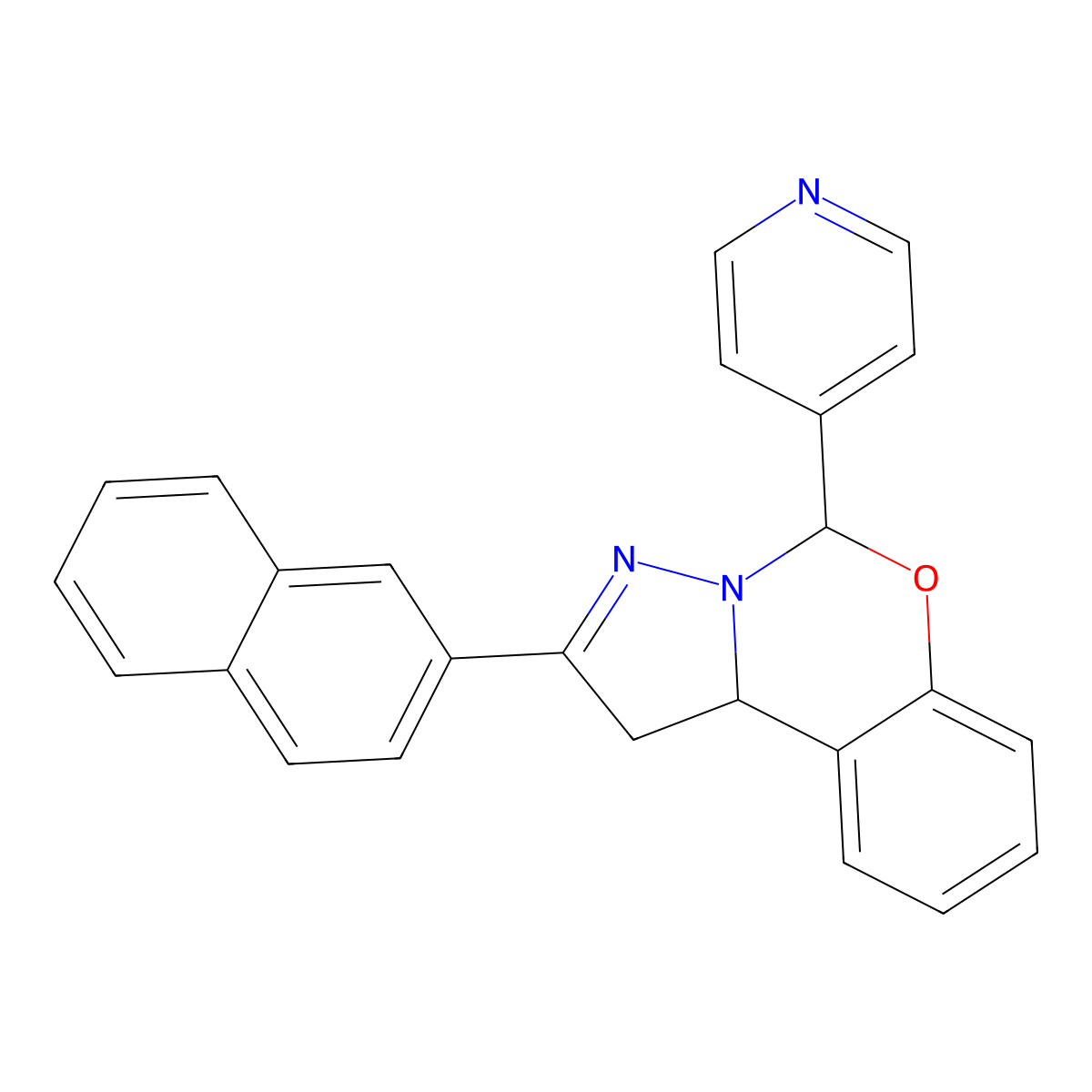 2-(2-Naphthyl)-5-(4-pyridinyl)-1,10B-dihydropyrazolo(1,5-C)(1,3)benzoxazine molecular structure, CAS 303060-51-7