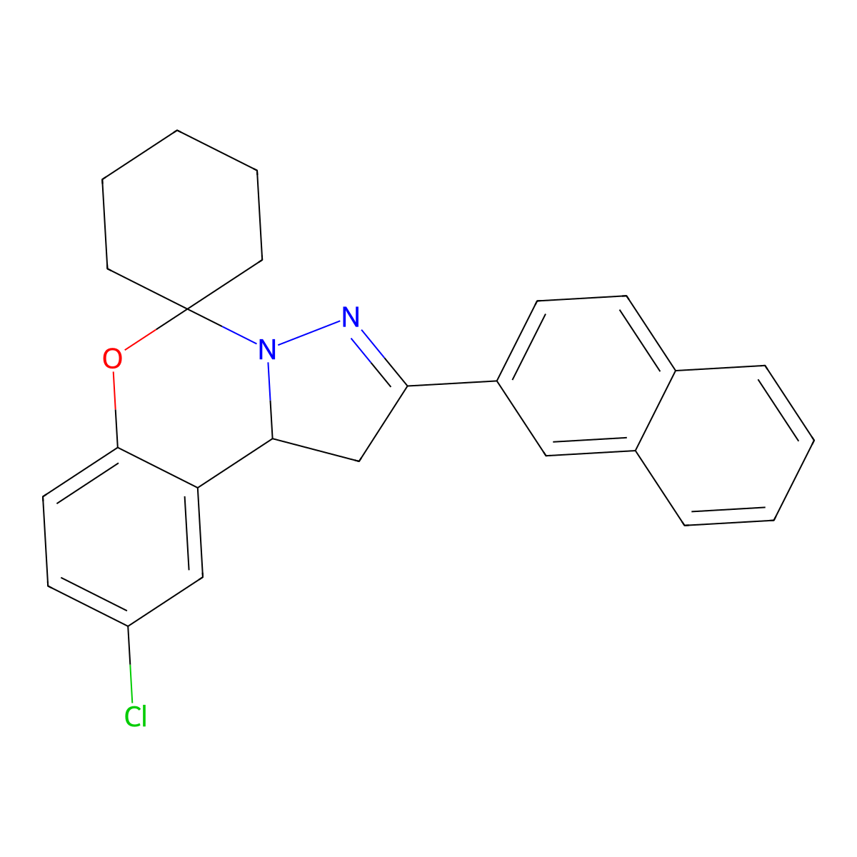 9-Chloro-2-(naphthalen-2-YL)-1,10B-dihydrospiro[benzo[E]pyrazolo[1,5-C][1,3]oxazine-5,1'-cyclohexane] molecular structure, CAS 303060-59-5
