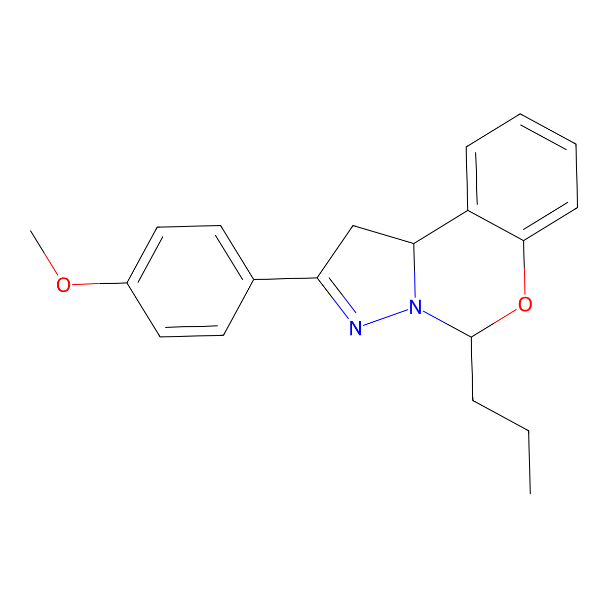 Methyl 4-(5-propyl-1,10B-dihydropyrazolo(1,5-C)(1,3)benzoxazin-2-YL)phenyl ether molecular structure, CAS 303060-71-1