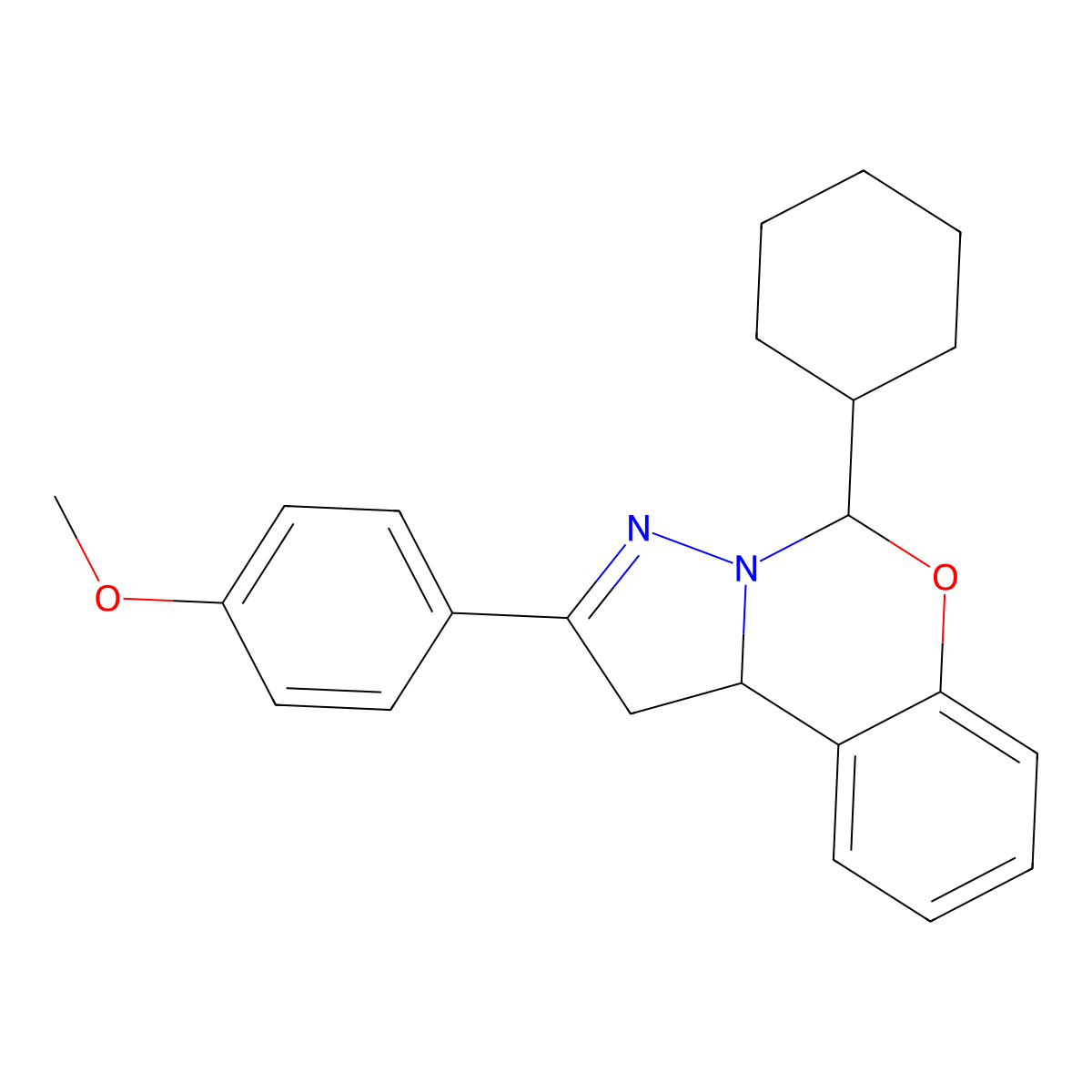 5-Cyclohexyl-2-(4-methoxyphenyl)-1,10B-dihydropyrazolo(1,5-C)(1,3)benzoxazine molecular structure, CAS 303060-73-3
