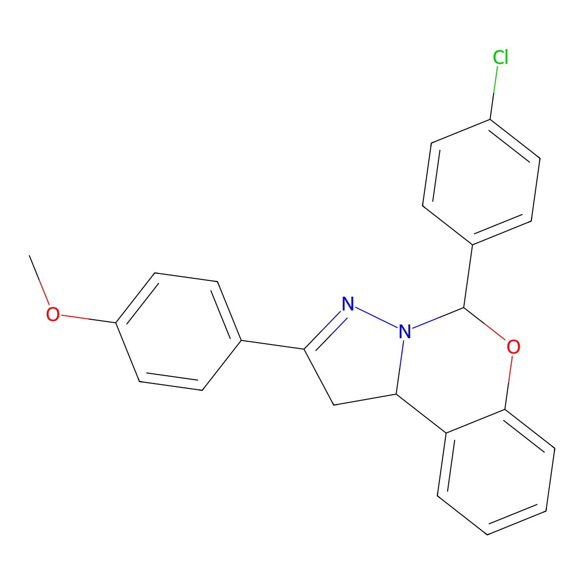 5-(4-CL-Phenyl)-2-(4-methoxyphenyl)-1,10B-dihydropyrazolo(1,5-C)(1,3)benzoxazine molecular structure, CAS 303060-78-8