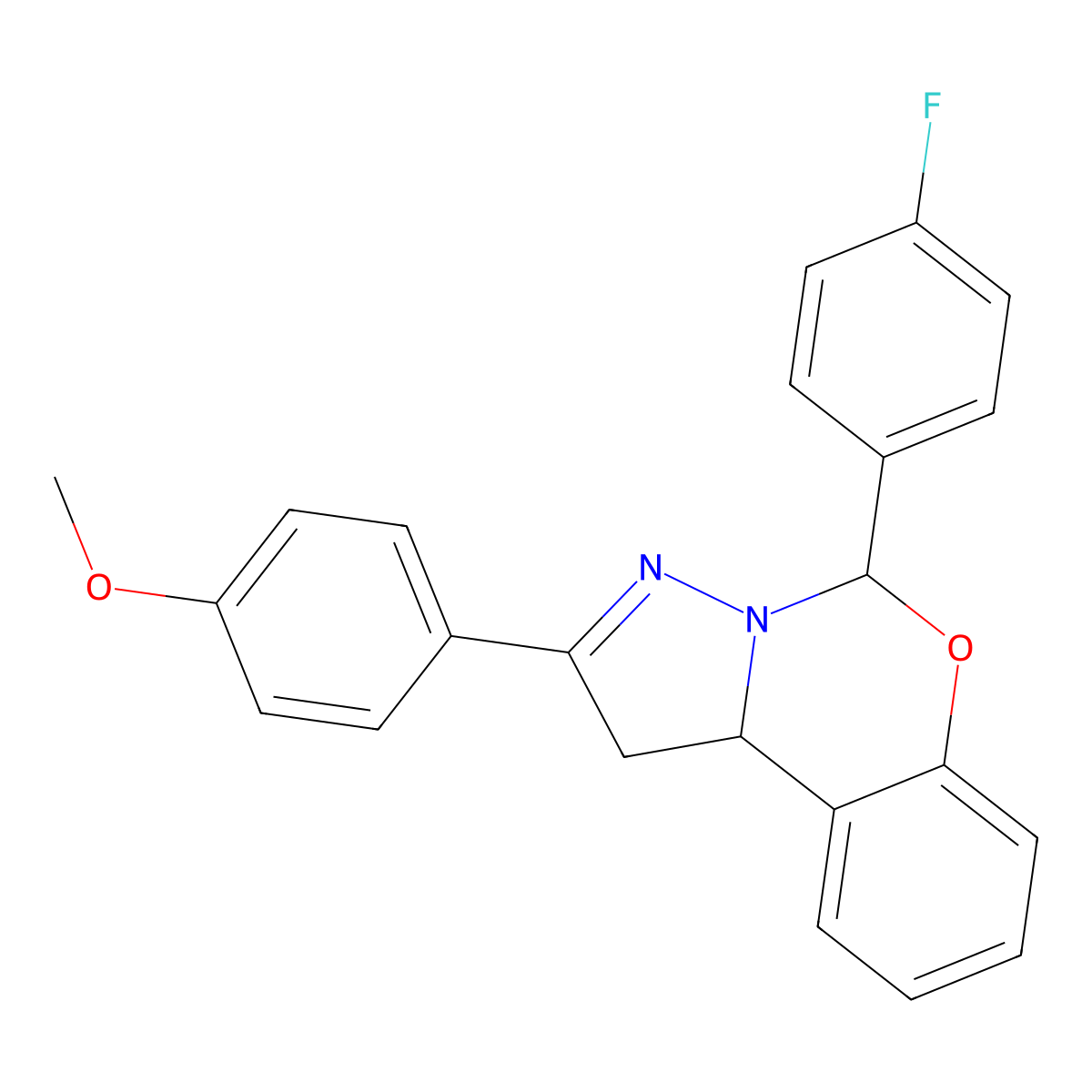 5-(4-F-Phenyl)-2-(4-methoxyphenyl)-1,10B-dihydropyrazolo(1,5-C)(1,3)benzoxazine molecular structure, CAS 303060-80-2