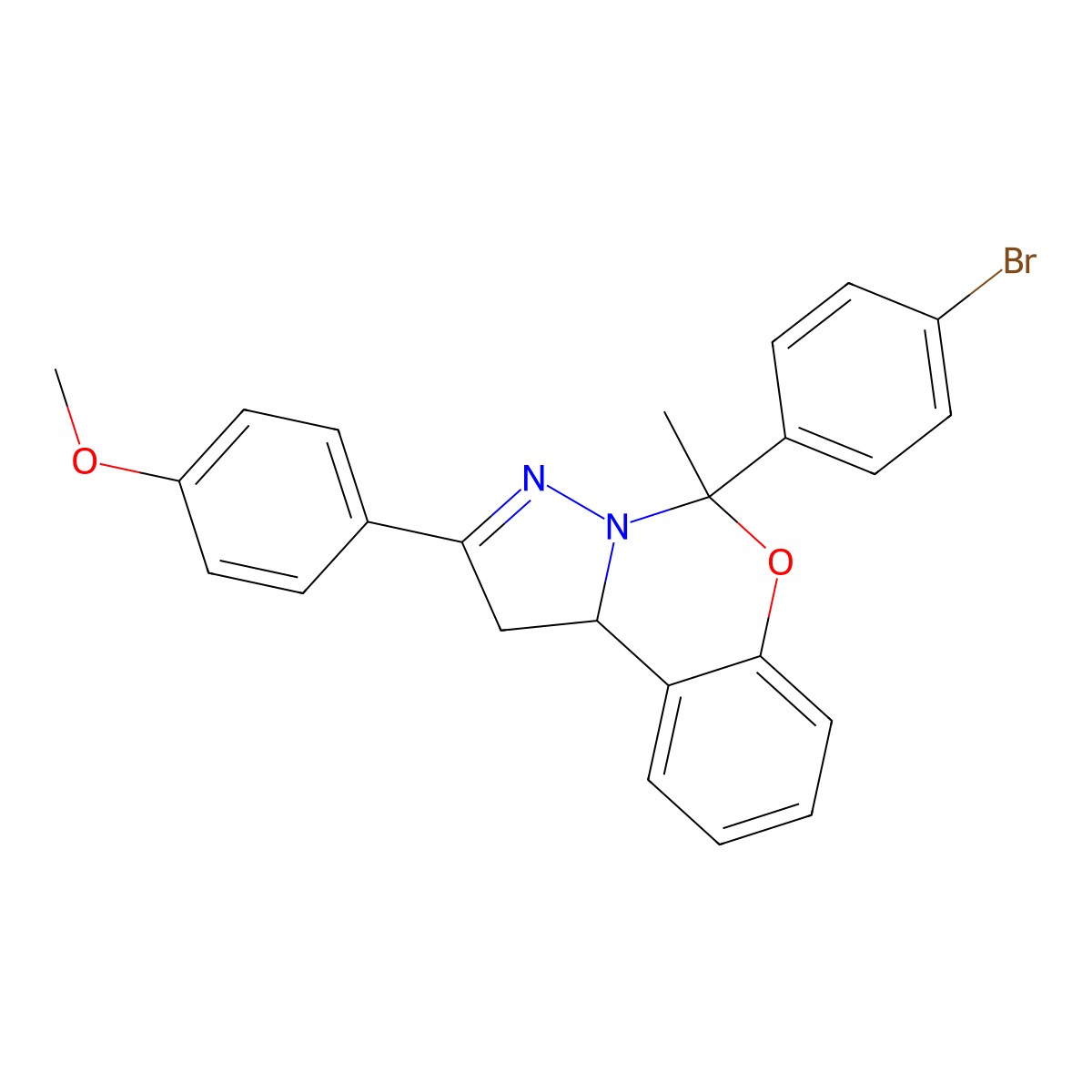 5-(4-BR-PH)2-(4-Methoxyphenyl)-5-ME-1,10B-dihydropyrazolo(1,5-C)(1,3)benzoxazine molecular structure, CAS 303060-82-4