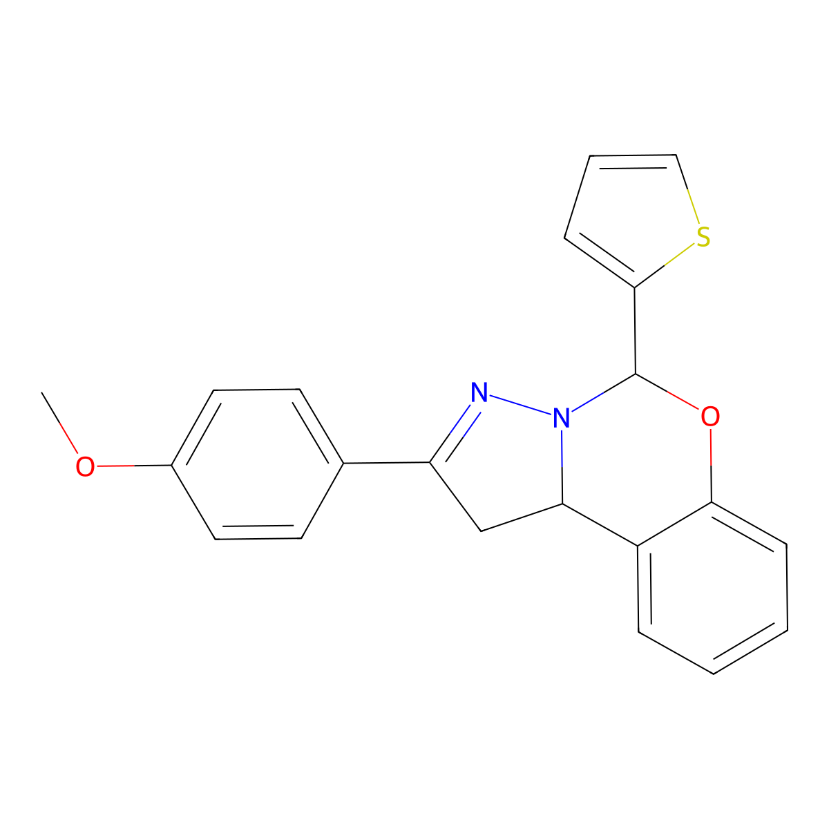 2-(4-Methoxyphenyl)-5-(2-thienyl)-1,10B-dihydropyrazolo(1,5-C)(1,3)benzoxazine molecular structure, CAS 303060-84-6