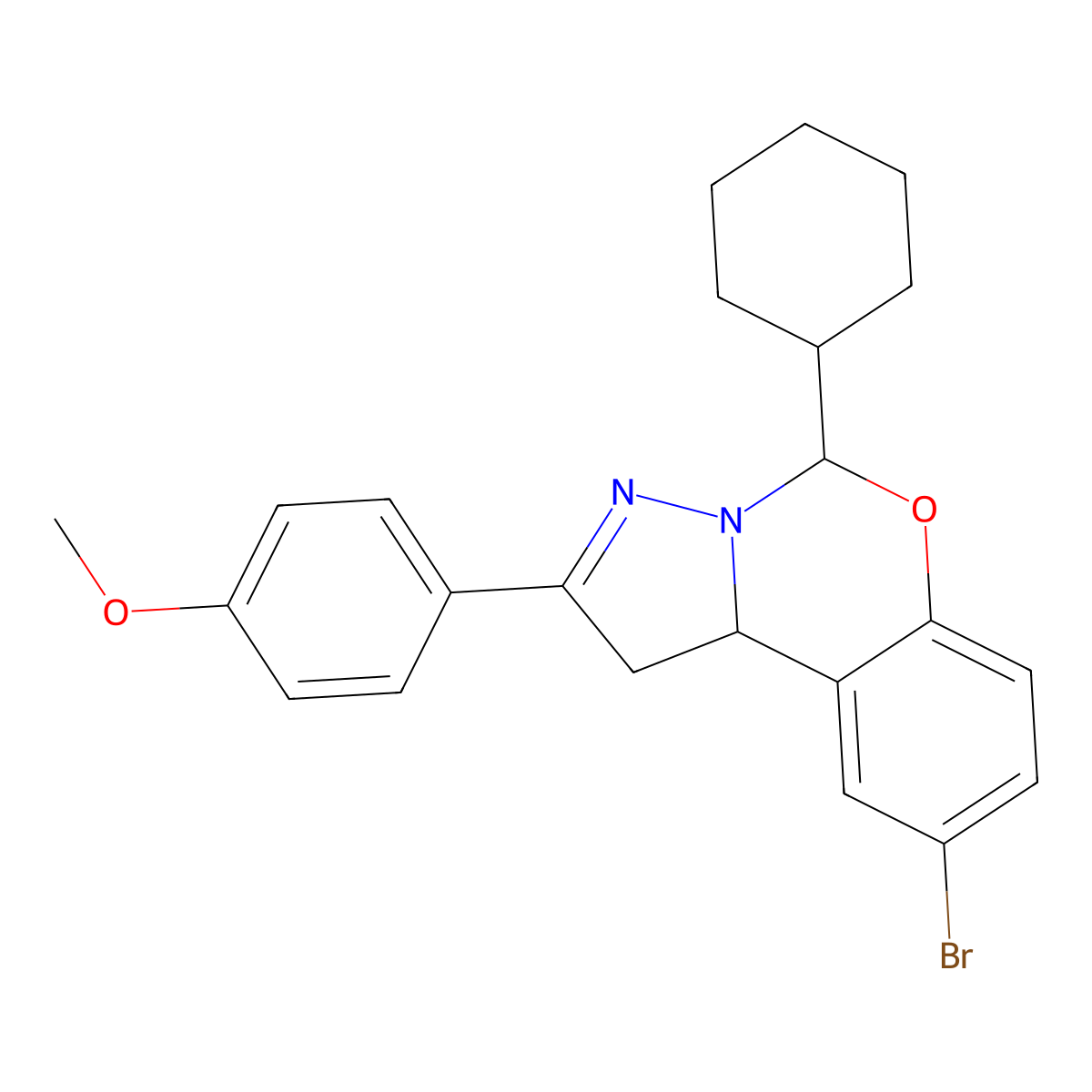9-BR-5-Cyclohexyl-2-(4-meo-phenyl)-1,10B-dihydropyrazolo(1,5-C)(1,3)benzoxazine molecular structure, CAS 303060-86-8