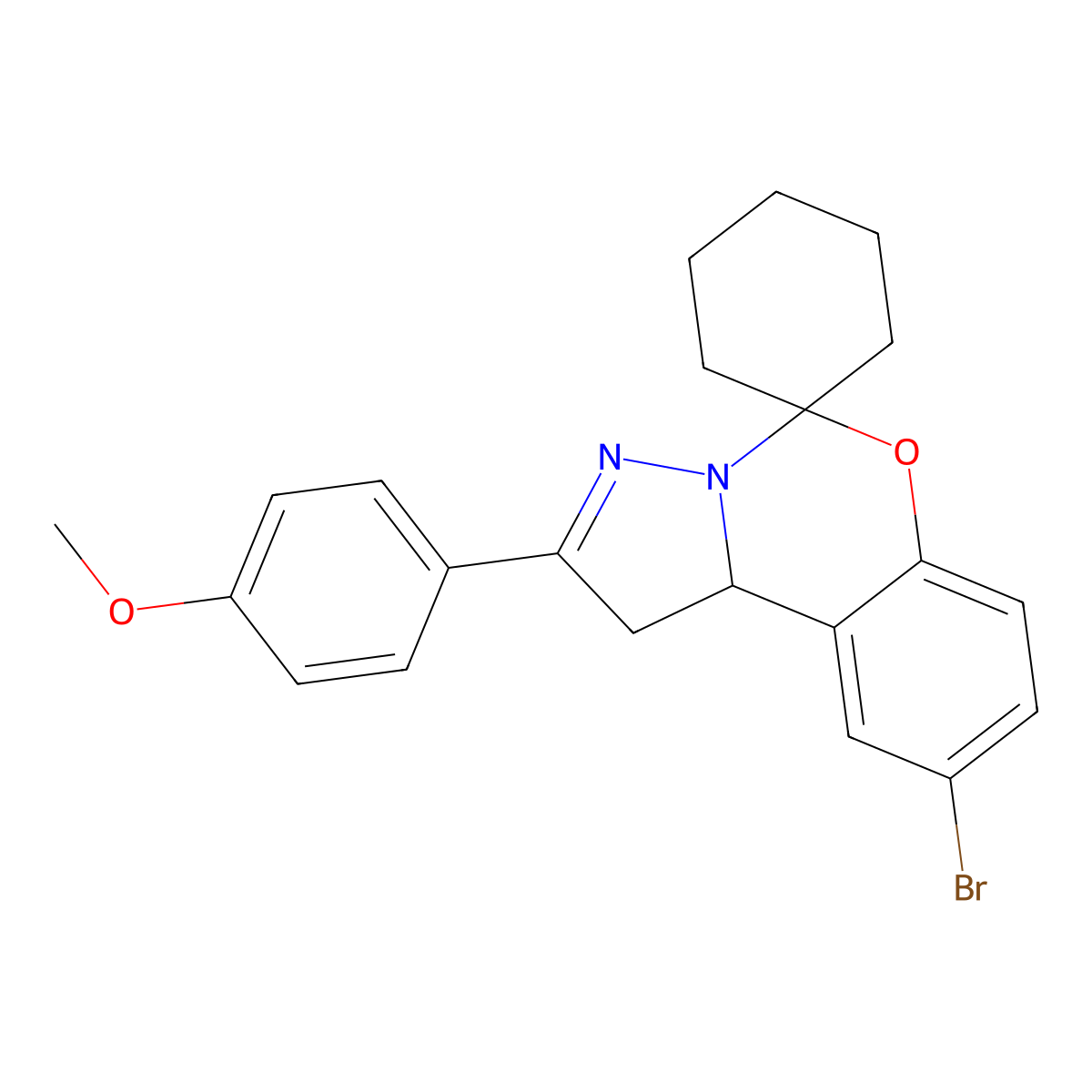 9-Bromo-2-(4-methoxyphenyl)-1,10B-dihydrospiro[benzo[E]pyrazolo[1,5-C][1,3]oxazine-5,1'-cyclohexane] molecular structure, CAS 303060-87-9