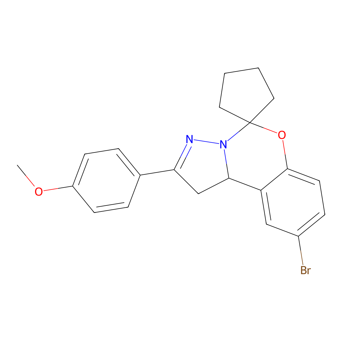 9-Bromo-2-(4-methoxyphenyl)-1,10B-dihydrospiro[benzo[E]pyrazolo[1,5-C][1,3]oxazine-5,1'-cyclopentane] molecular structure, CAS 303060-88-0