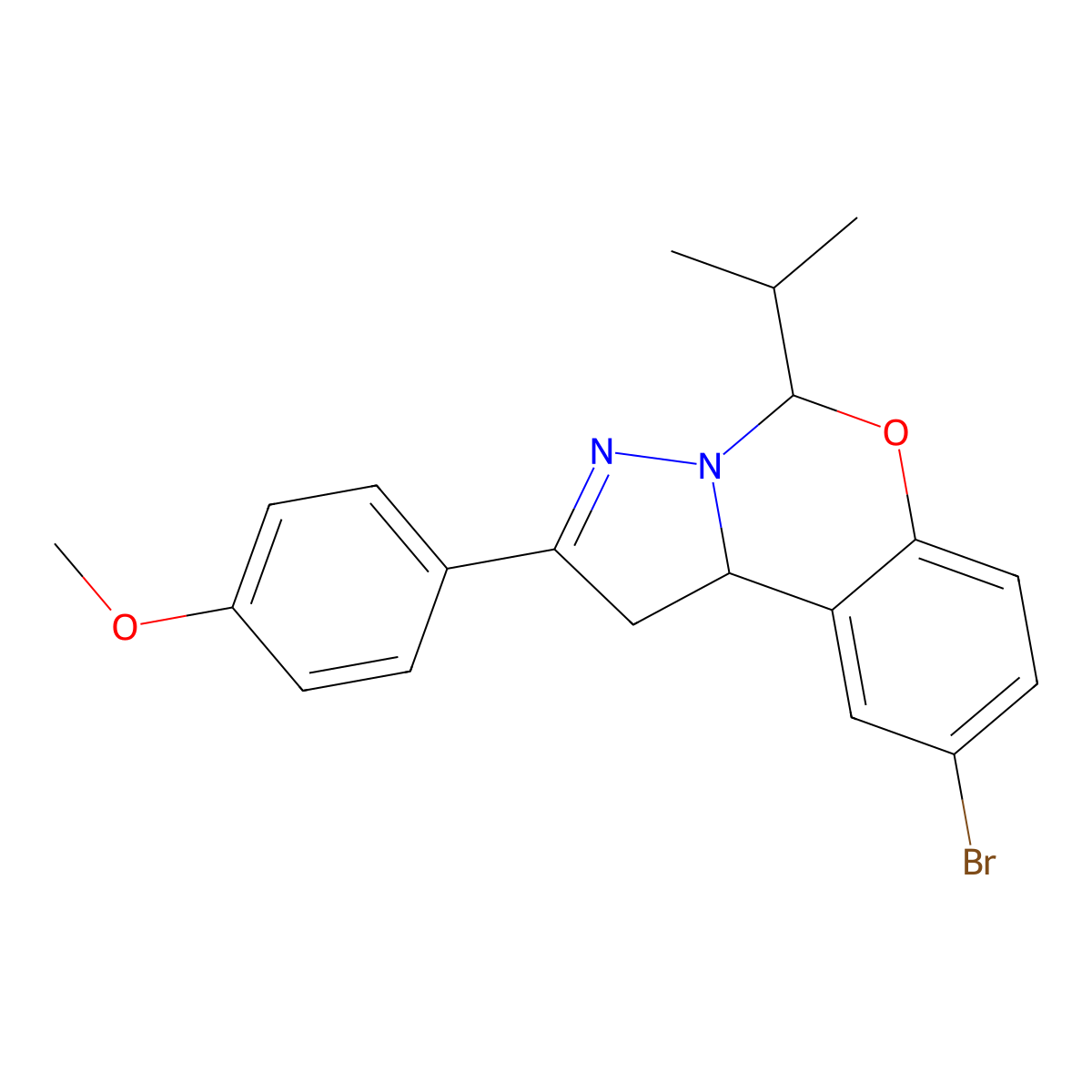 9-BR-5-Isopropyl-2-(4-meo-phenyl)-1,10B-dihydropyrazolo(1,5-C)(1,3)benzoxazine molecular structure, CAS 303060-89-1