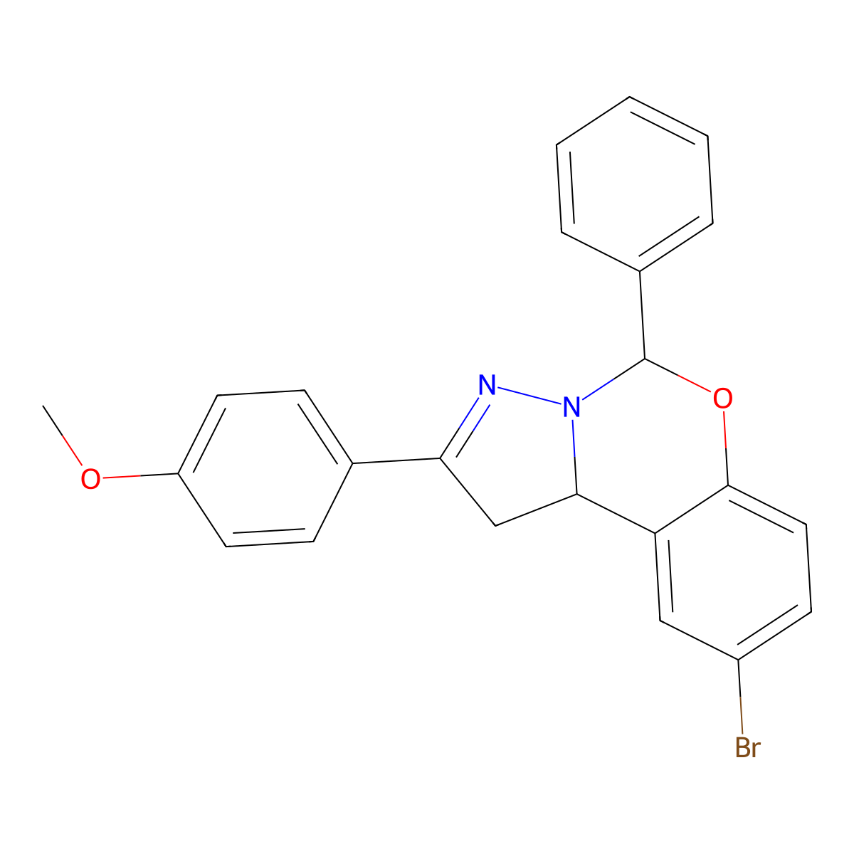 4-(9-BR-5-PH-1,10B-Dihydropyrazolo(1,5-C)(1,3)benzoxazin-2-YL)PH methyl ether molecular structure, CAS 303060-91-5