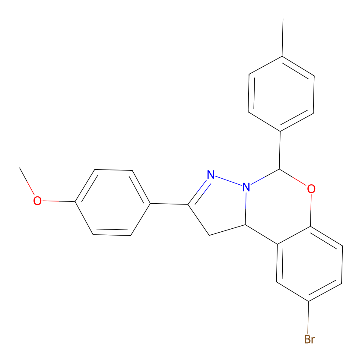 4-(9-BR-5-(4-ME-PH)-1,10B-Dihydropyrazolo(1,5-C)(1,3)benzoxazin-2-YL)PH ME ether molecular structure, CAS 303060-92-6