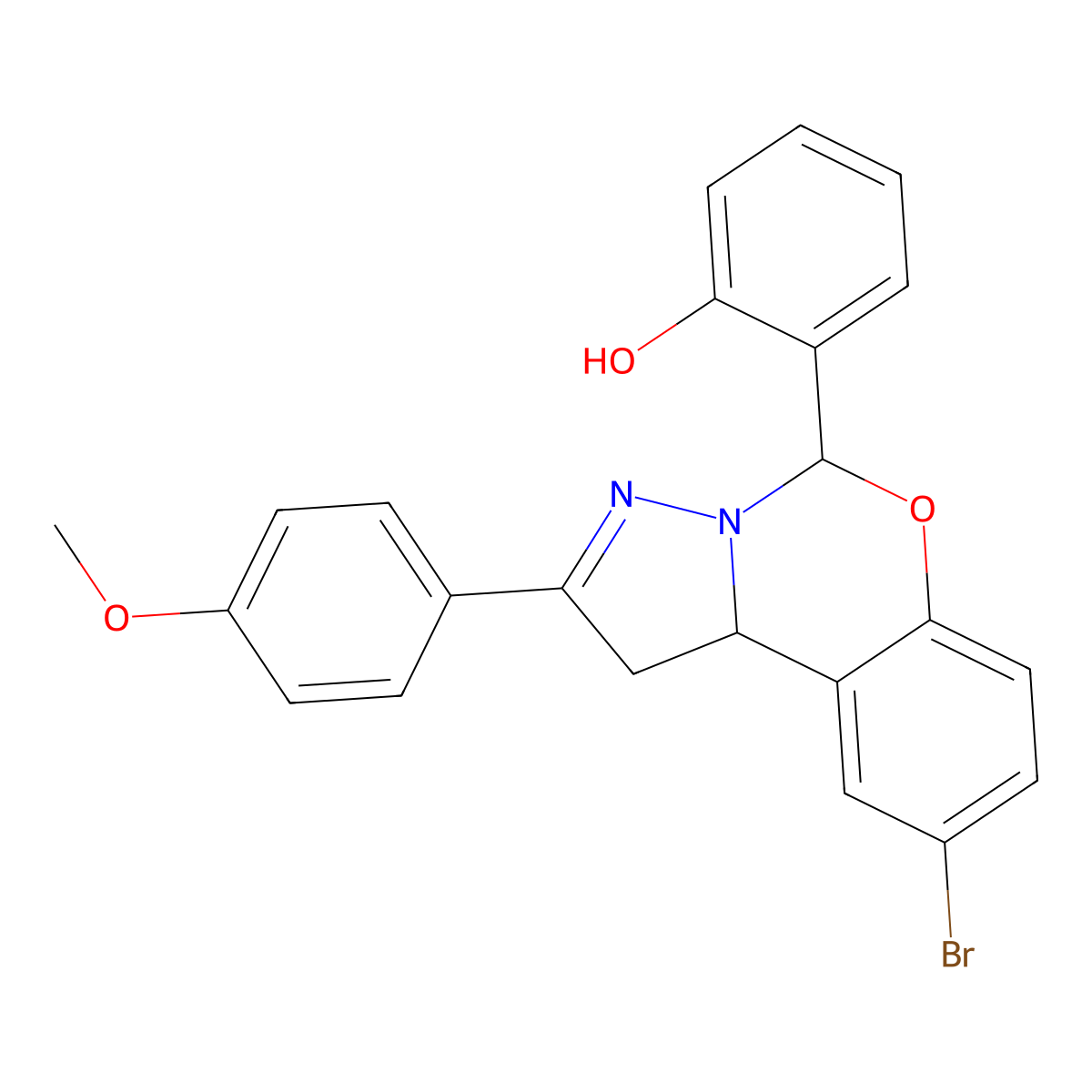 2-(9-BR-2-(4-Meo-phenyl)-1,10B-dihydropyrazolo(1,5-C)(1,3)benzoxazin-5-YL)phenol molecular structure, CAS 303060-93-7
