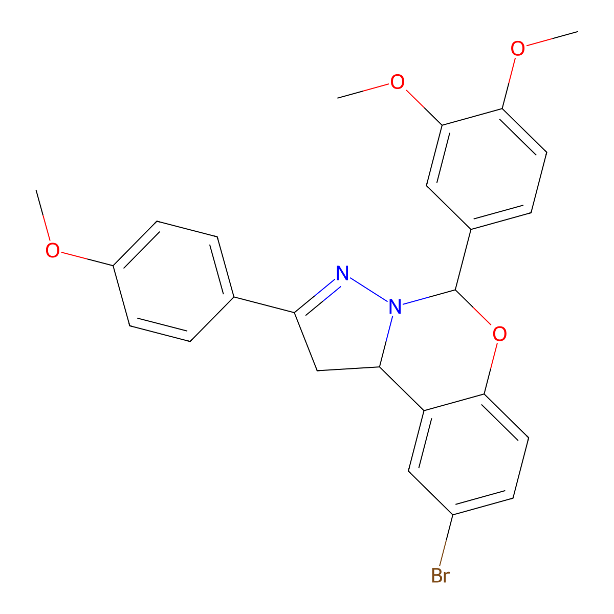 9-BR-5-(3,4-DI-Meo-PH)-2-(4-meo-PH)-1,10B-dihydropyrazolo(1,5-C)(1,3)benzoxazine molecular structure, CAS 303060-94-8