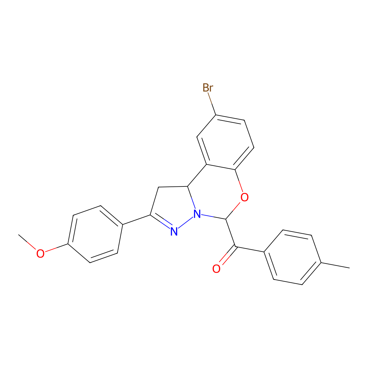 [9-Bromo-2-(4-methoxyphenyl)-1,10B-dihydropyrazolo[1,5-C][1,3]benzoxazin-5-YL](4-methylphenyl)methanone molecular structure, CAS 303060-99-3